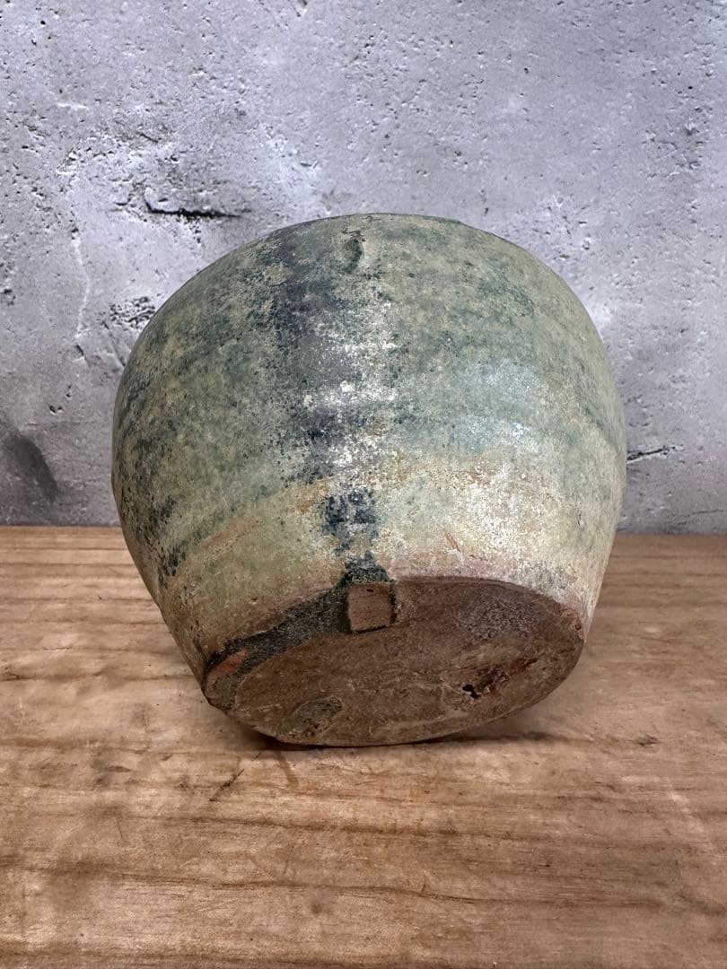 漢時代　緑釉　壺　骨董品　中国古美術　銀化
