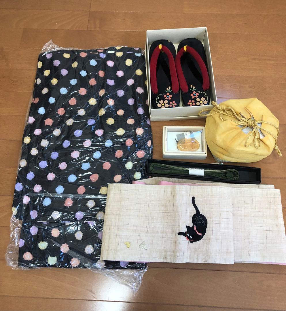 ツモリチサト　浴衣　猫　水玉　帯　帯締　帯留飾り　帯紐　着付け小物　まとめ売り