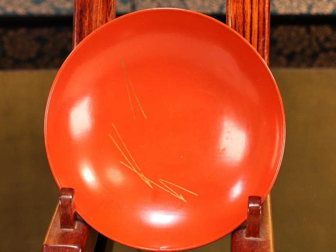 BK416　時代輪島塗　松竹梅図蒔絵　吸物椀　五客　木製　茶道具 懐石 会席