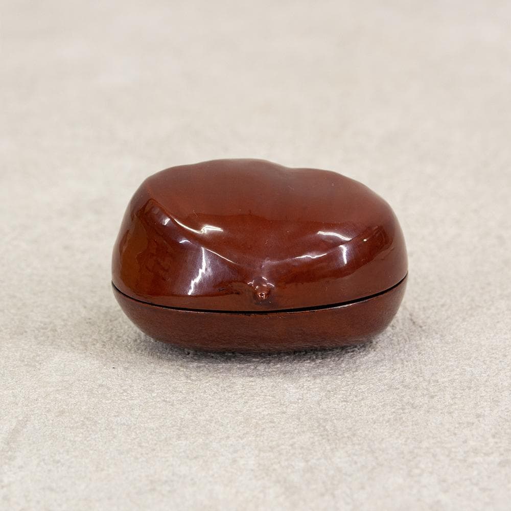 畦地多喜翁 栗 香合 内金 山中塗 香道具 茶道具 共箱