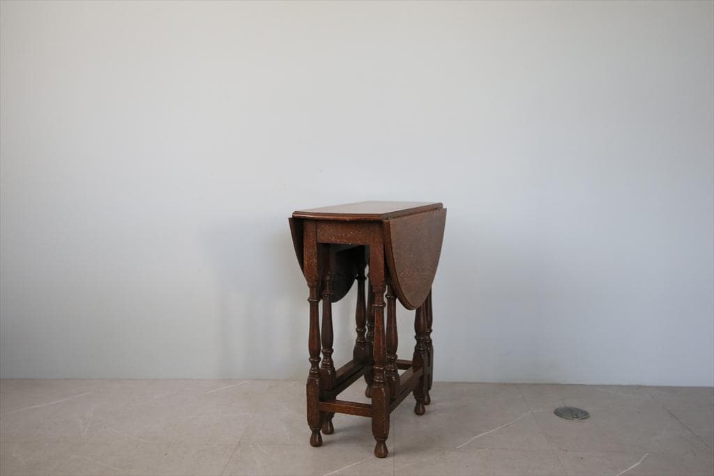 英国アンティーク木製ゲートレッグテーブル/ダイニング机バタフライ(91-126)