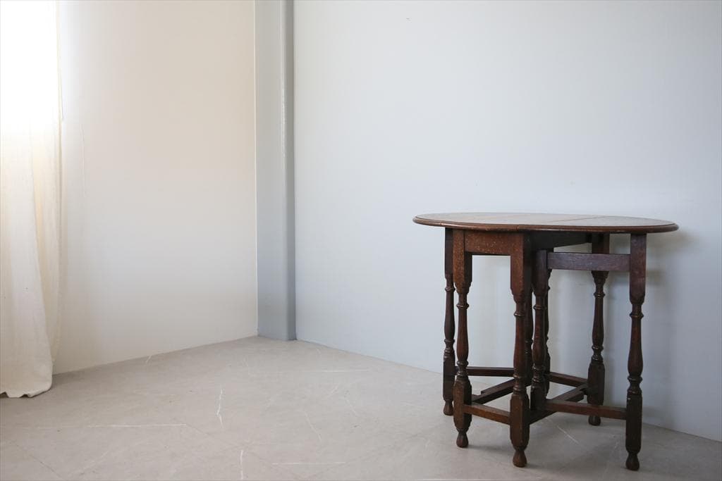 英国アンティーク木製ゲートレッグテーブル/ダイニング机バタフライ(91-126)