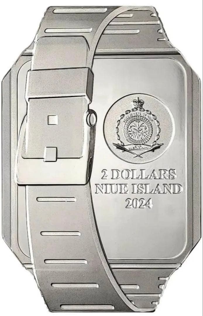 銀貨 電卓付腕時計 プルーフ 2オンス 2oz 特殊形状 パッキング未開封