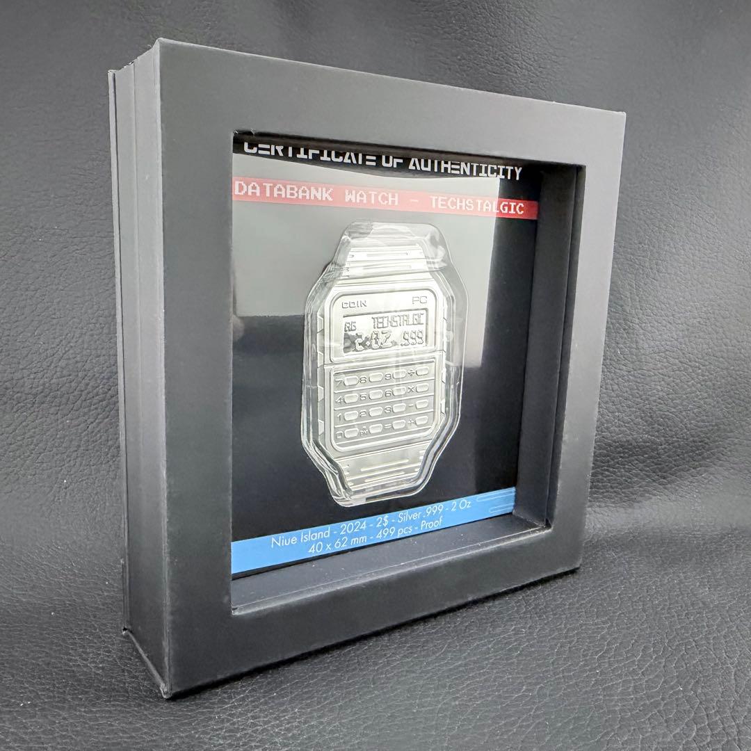 銀貨 電卓付腕時計 プルーフ 2オンス 2oz 特殊形状 パッキング未開封