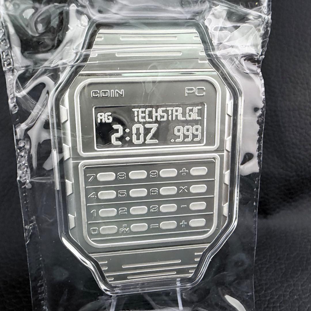 銀貨 電卓付腕時計 プルーフ 2オンス 2oz 特殊形状 パッキング未開封