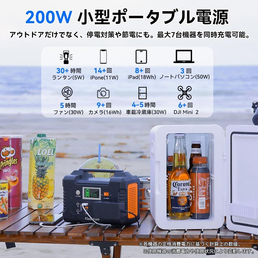 200W ポータブル電源 ＋ 60W ミニ ソーラーパネル セット（151Wh）
