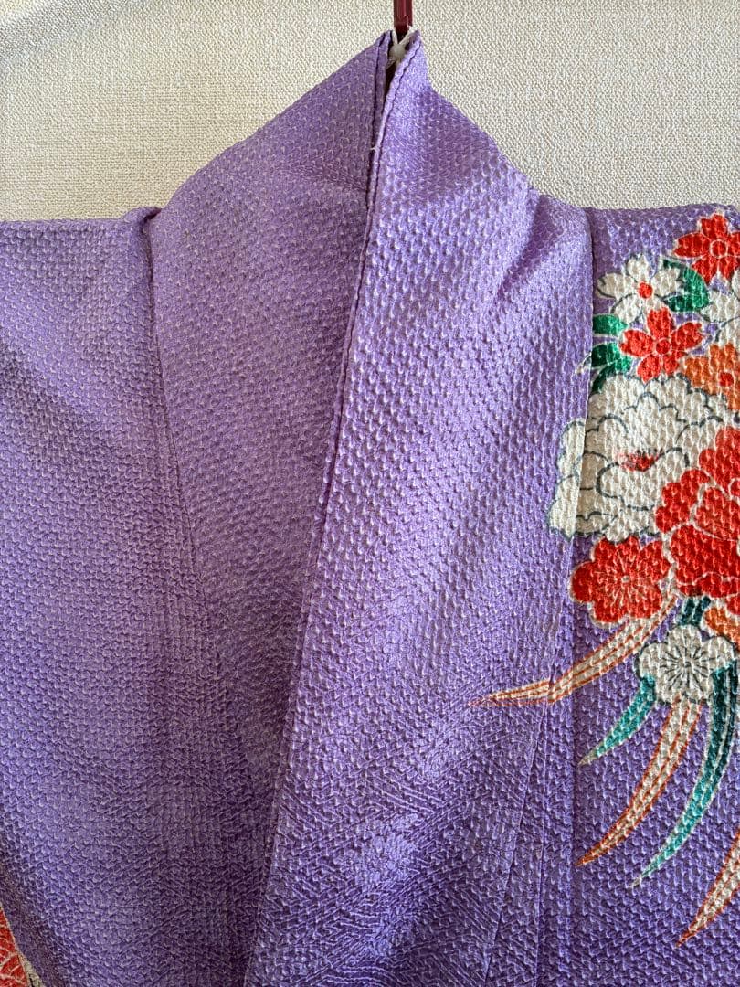専用【逸品】藤娘きぬたや　総絞り　振袖　藤色　裄68 長襦袢　刺繍半襟付き