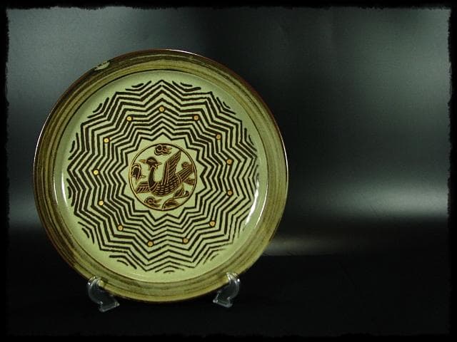 人間国宝 加藤 卓男 ペルシャ 鉄絵金彩 大皿 加藤幸兵衛 飾皿 c653