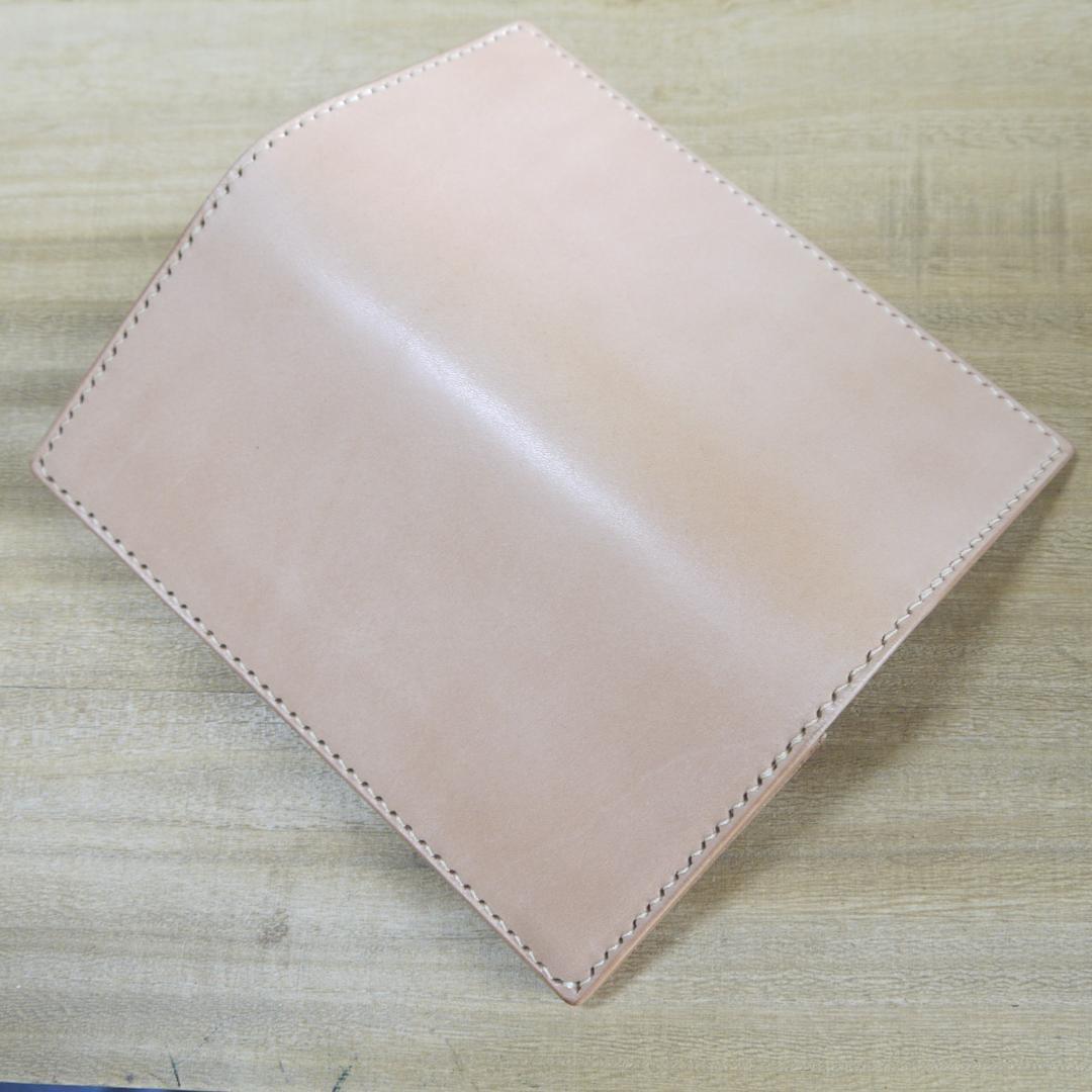 ヌメ革　栃木レザー　サドルレザー　赤タグ付き　ロングウォレット　二つ折り　生成り