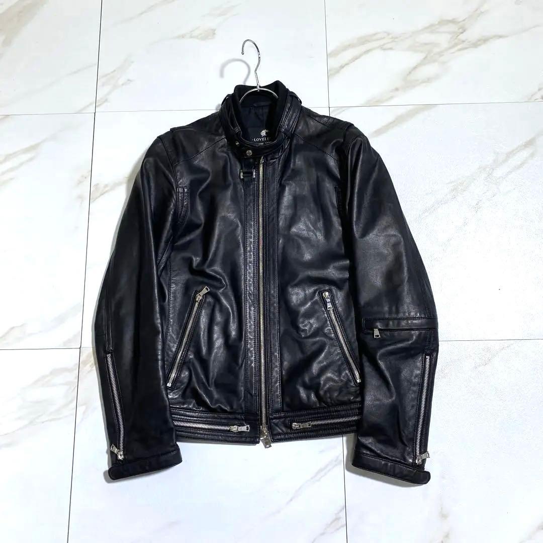 希少⭐︎ラブレス ラムスキン 羊革シングルライダースジャケット 裏地モノグラム