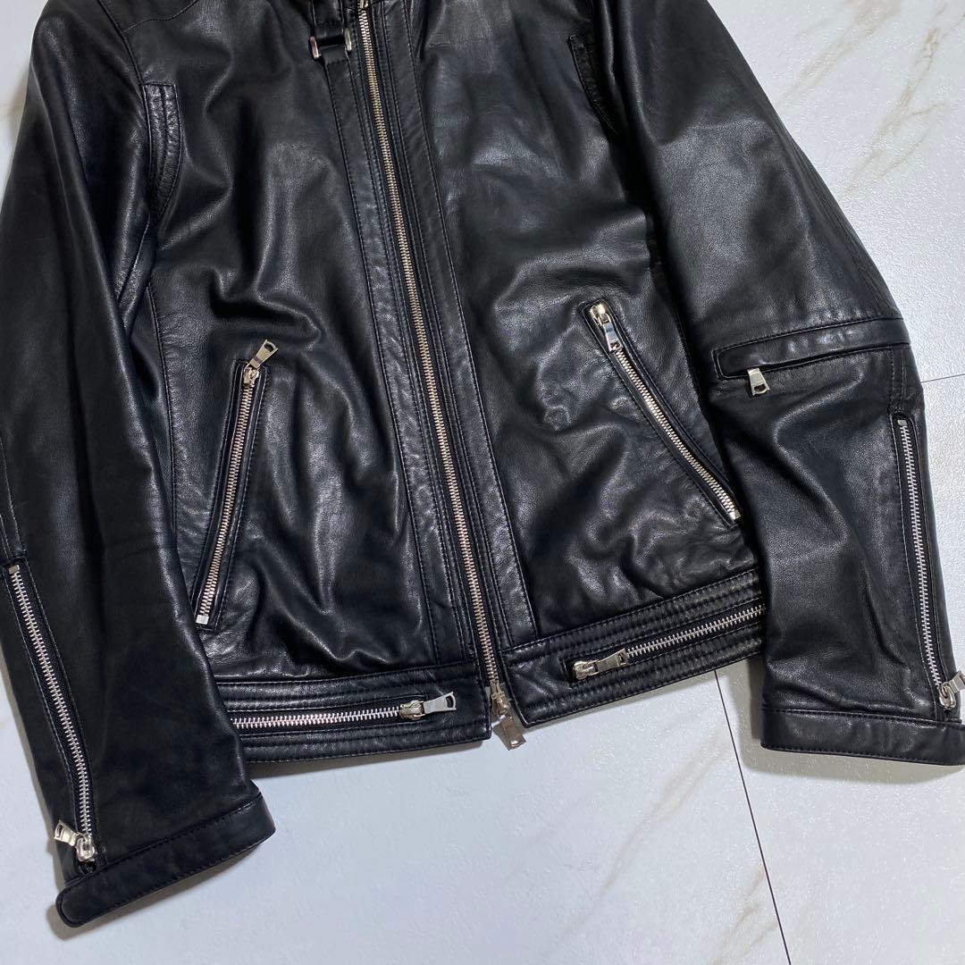 希少⭐︎ラブレス ラムスキン 羊革シングルライダースジャケット 裏地モノグラム