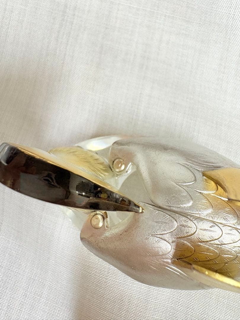 銀製　鴛鴦 オシドリ　ガラス製 置物 ケース入り