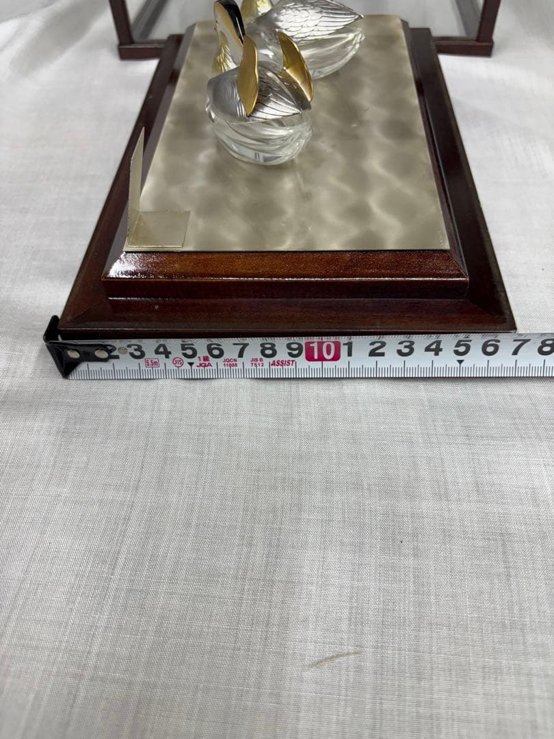 銀製　鴛鴦 オシドリ　ガラス製 置物 ケース入り