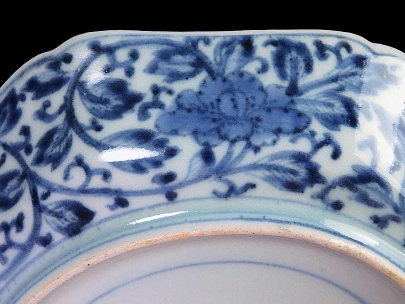 古伊万里　金襴手　毘沙門亀甲紋に花の図　八角６寸皿　江戸期N934AS-CYw