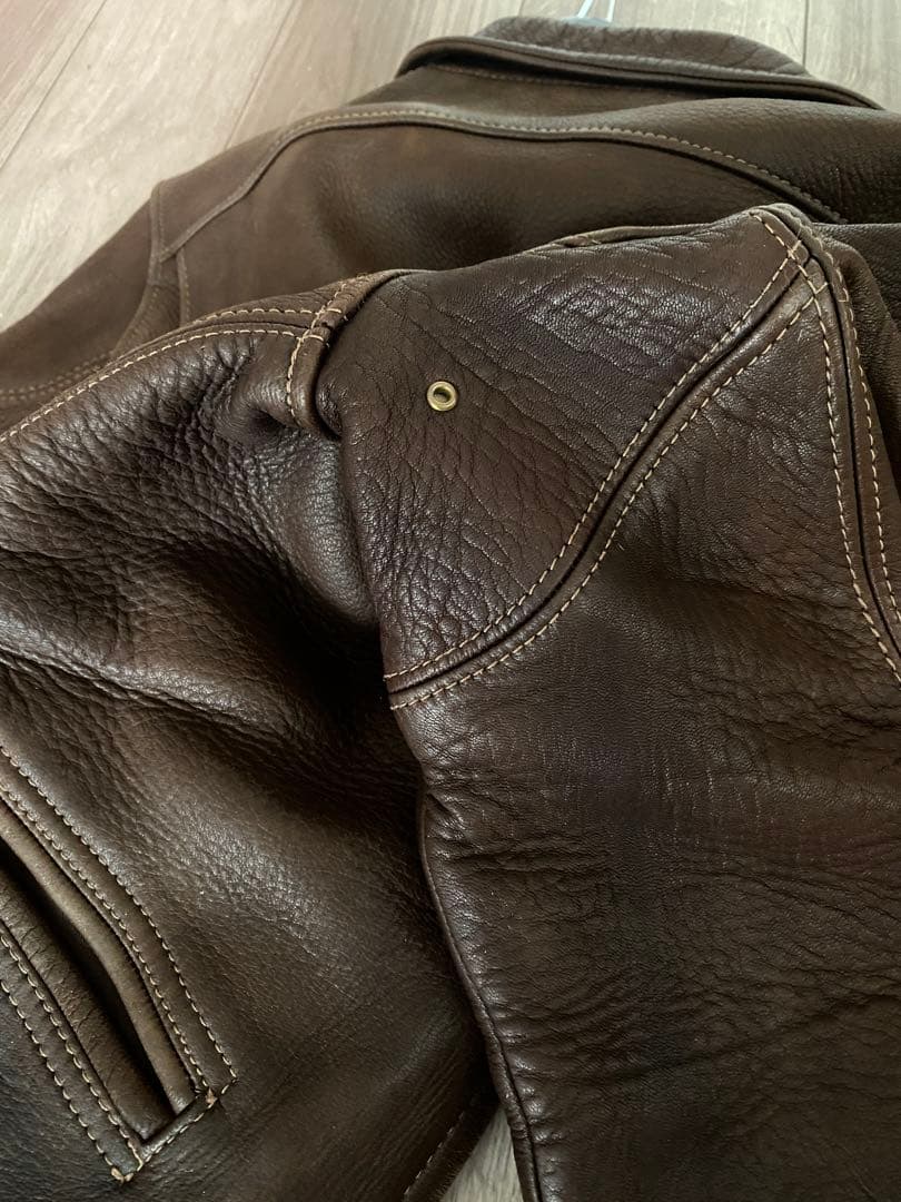 m！フラットヘッド ディアスキン 鹿革 ライダースジャケット