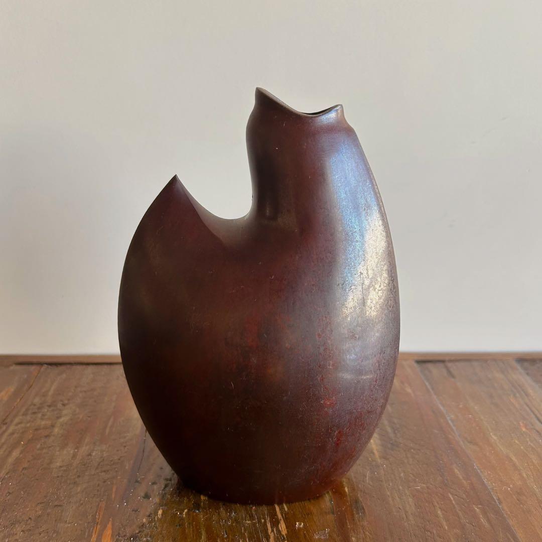 中島保美 鋳銅 雛花瓶 骨董 古美術 花瓶 作家物
