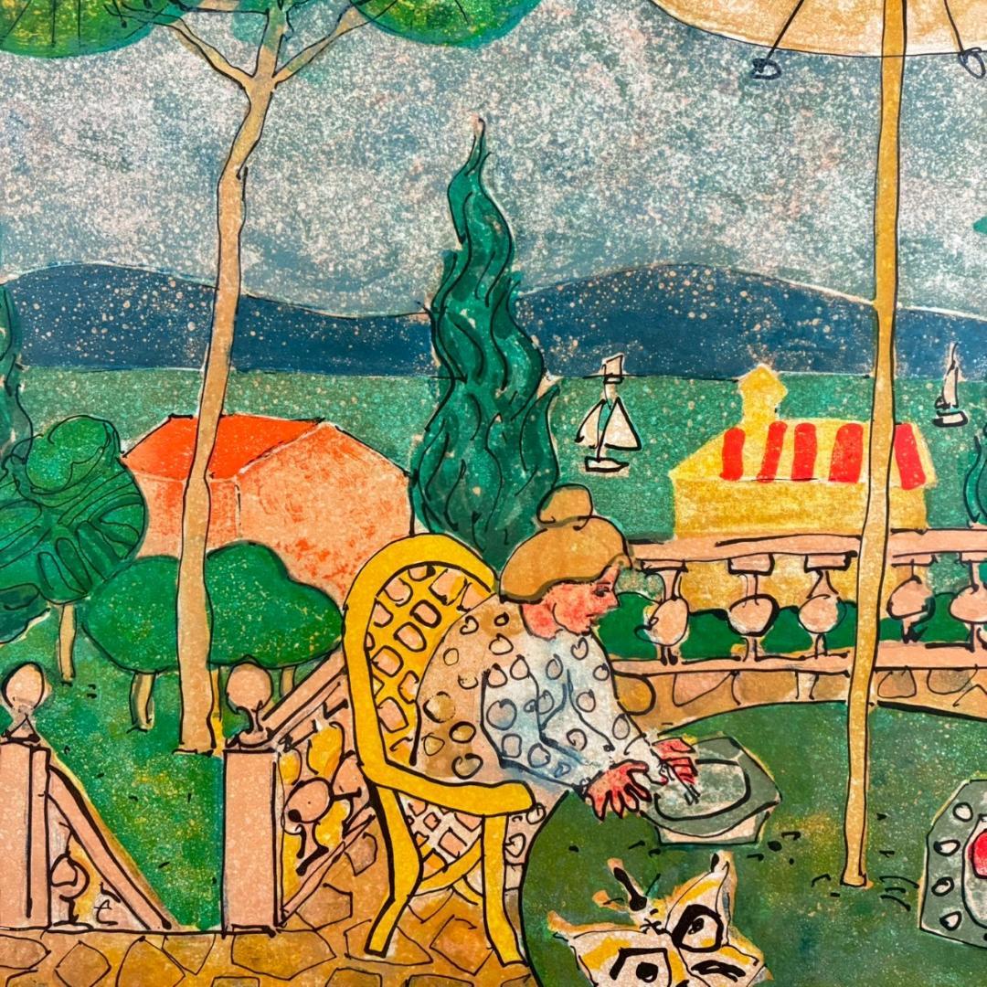 美品 ポール・アイズピリ「夕暮れの蝶」リトグラフ 直筆サイン入り 額縁入り