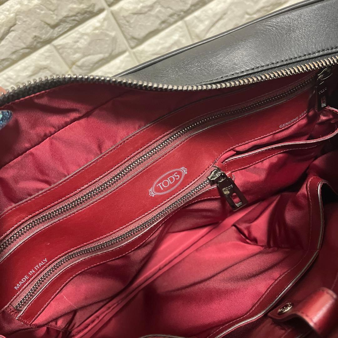 TOD'S トッズ レザービジネスバッグ ハンドバッグ 本革 2WAY 黒色