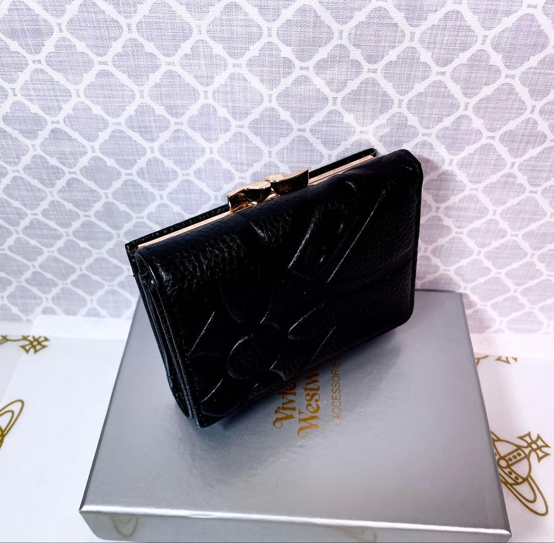 【魅力的☆ショッパー付】オーブ ヴィヴィアン・ウエストウッド 三折財布 ブラック