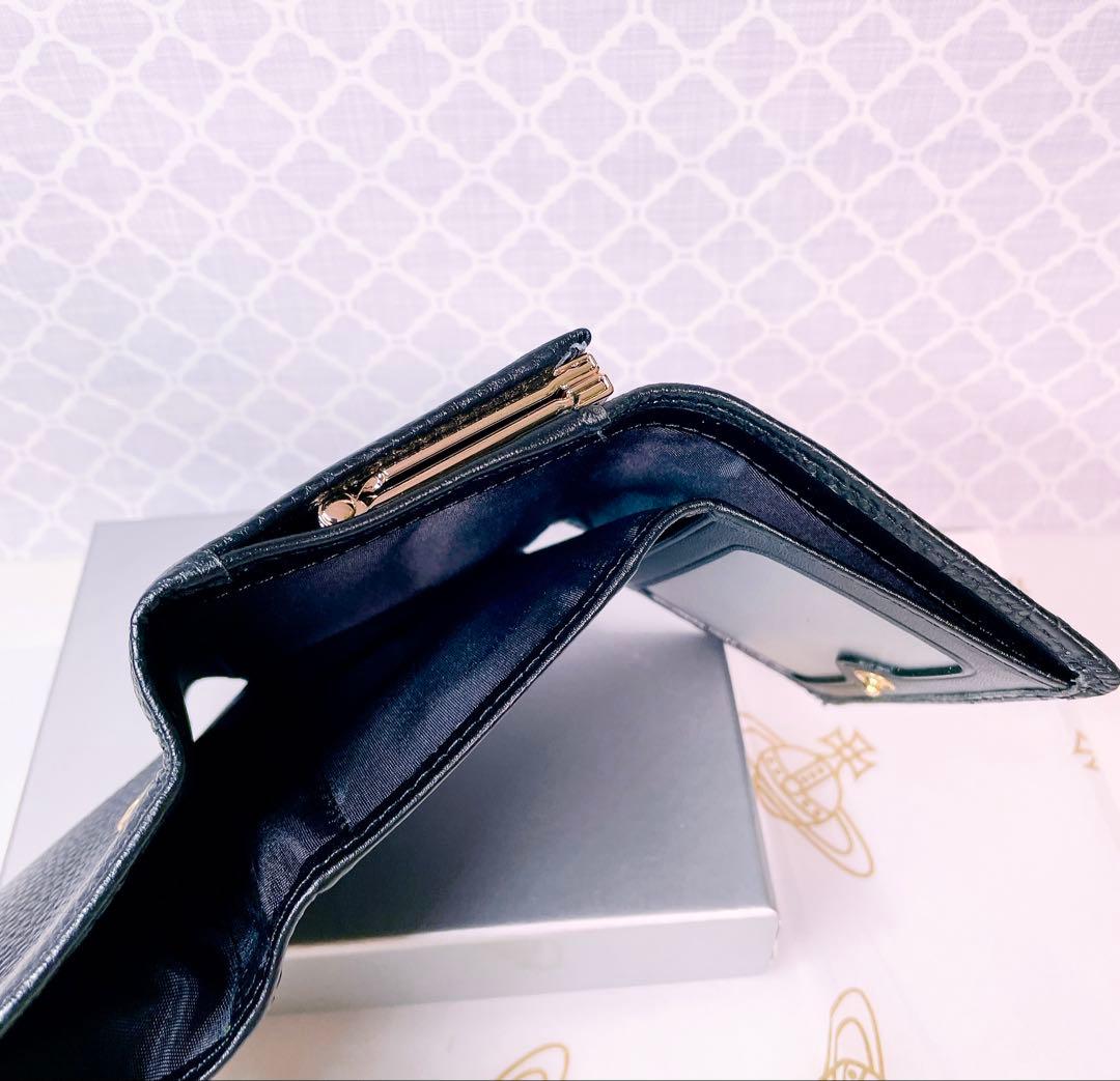 【魅力的☆ショッパー付】オーブ ヴィヴィアン・ウエストウッド 三折財布 ブラック