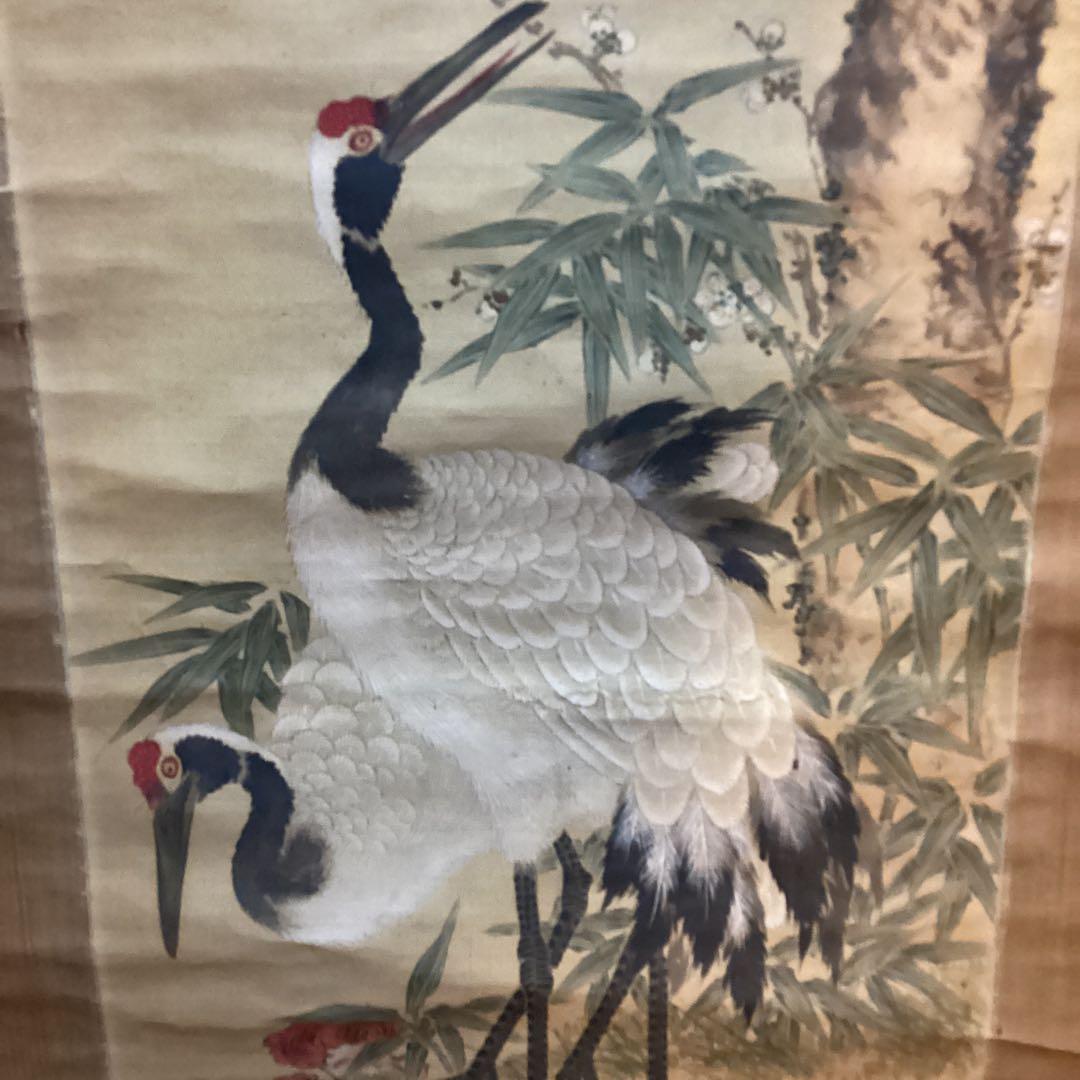 浦上春琴　　春琴蓬莱図【祝儀軸】紙本掛軸　肉筆画　時代箱共箱付き　模写　NO9