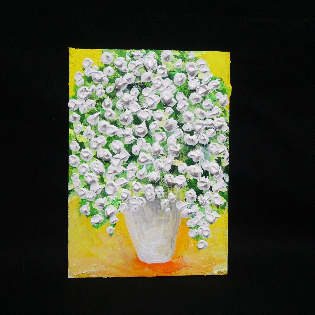 油絵 ミニ絵画2L【かすみ草】