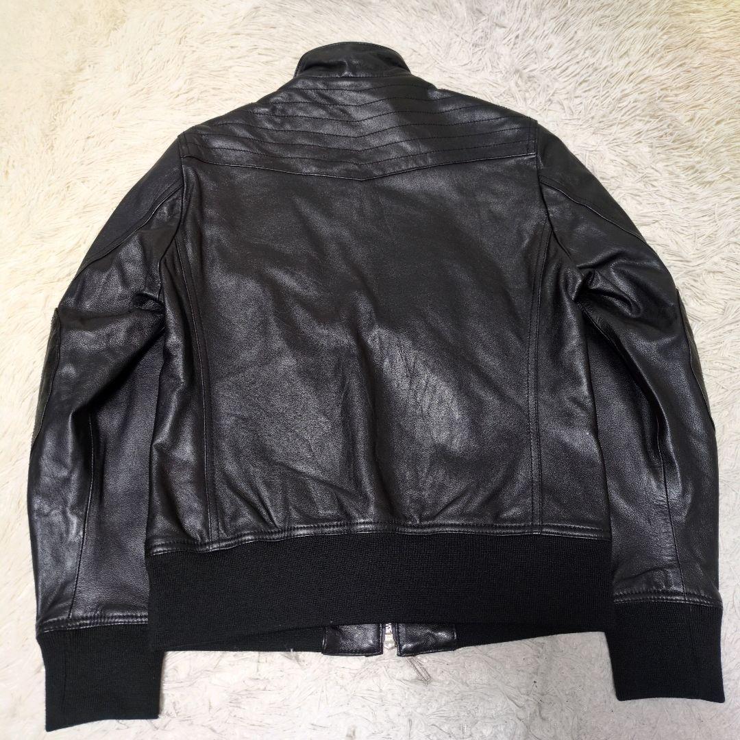 junmen JLINE ラムレザー シングルレザーライダース 黒 L 袖リブ