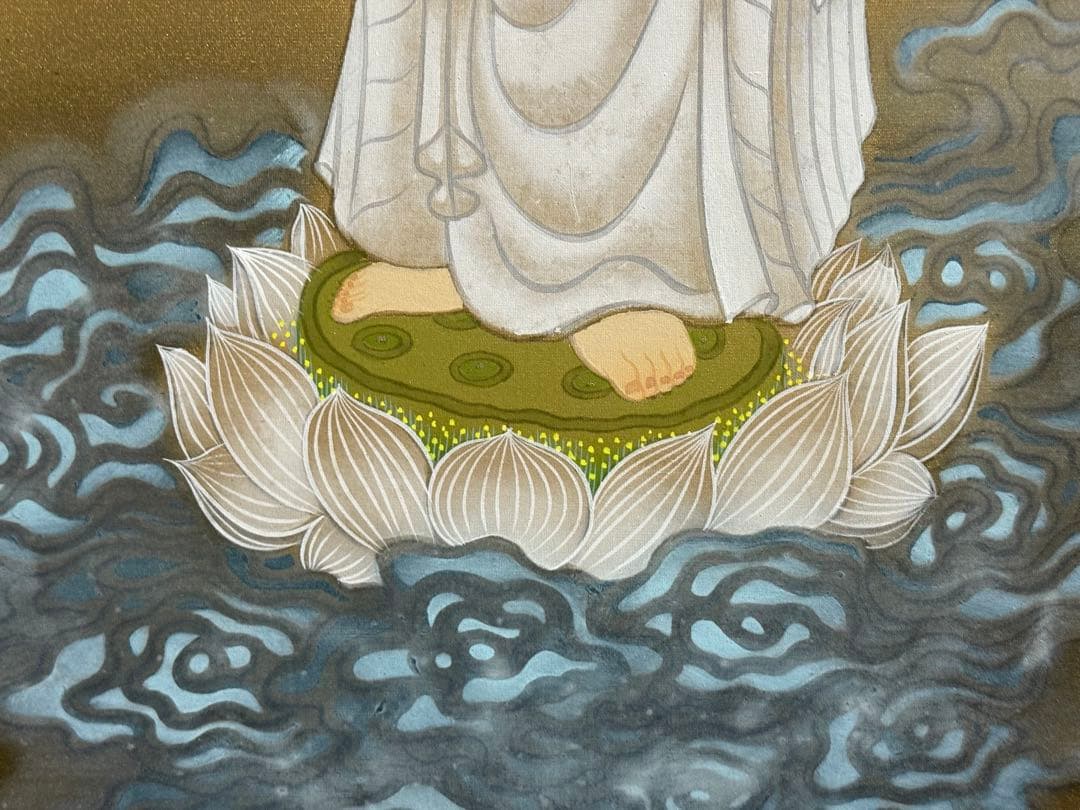 白衣観音　幸雪筆　絹本　仏教美術　共箱　送料込み251023