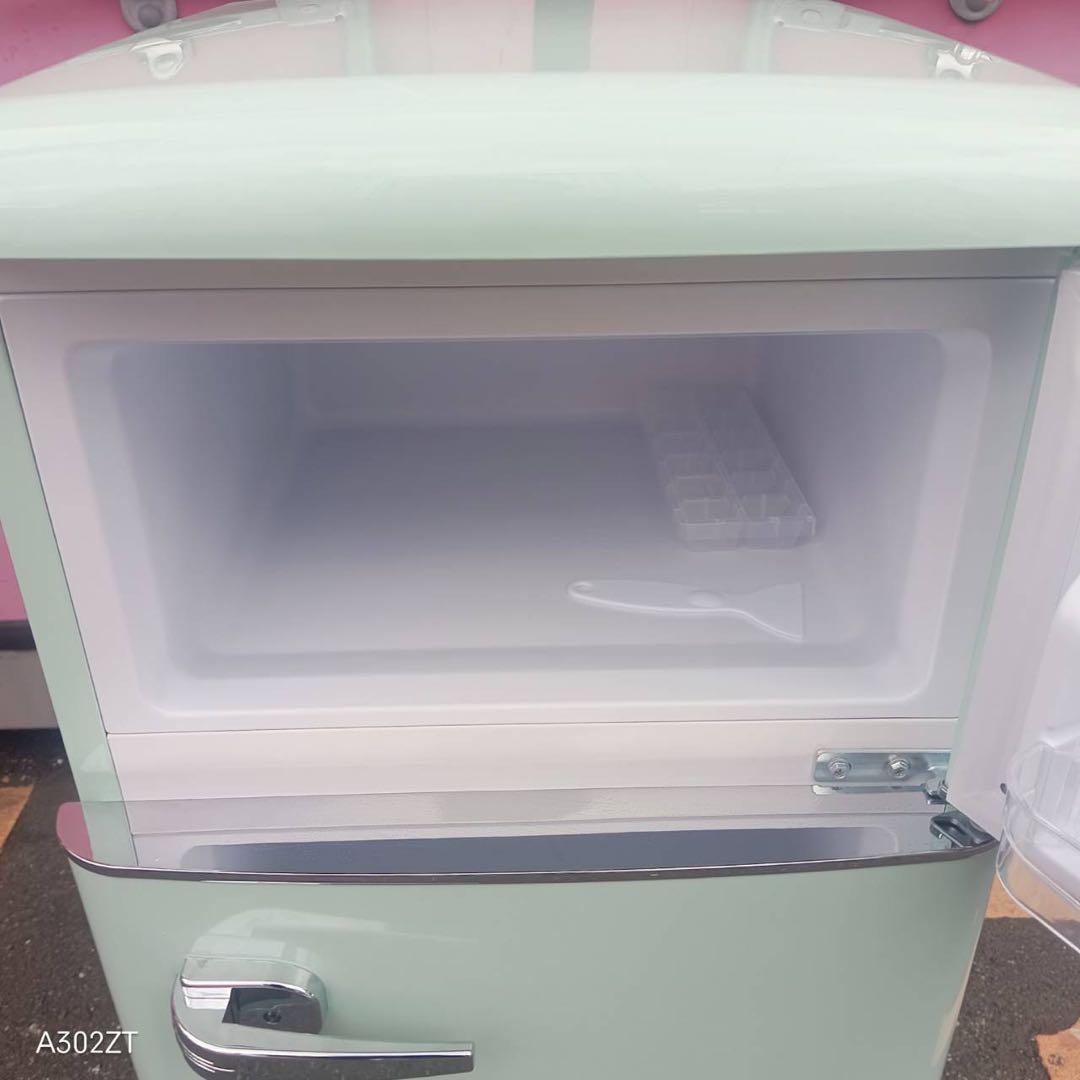 Z116★2024年製★アイリス　冷蔵庫　レトロ風　グリーン　一人暮らし