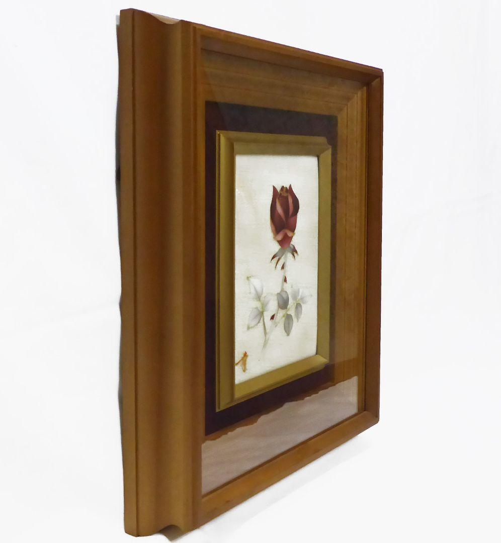 田村幸夫 作の額入り七宝絵「バラ」