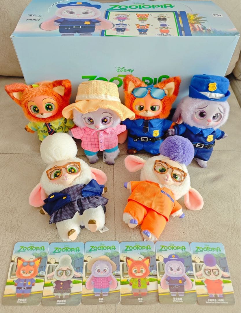 海外限定 ズートピア ぬいぐるみ ニック ジュディ　miniso 6箱入り