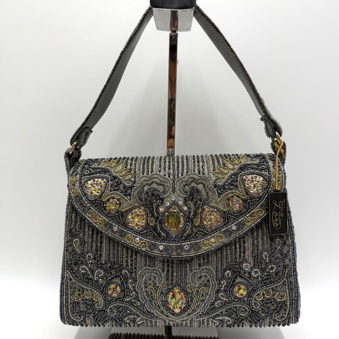 【超美品】　ロロピアーナ　ビーズバッグ　宝石装飾