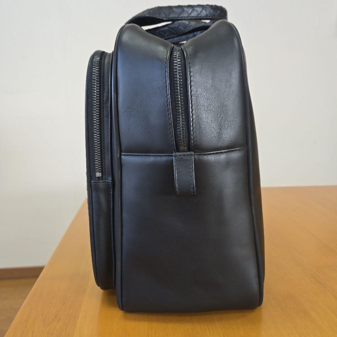 編み込みレザー ビジネスバッグ 黒