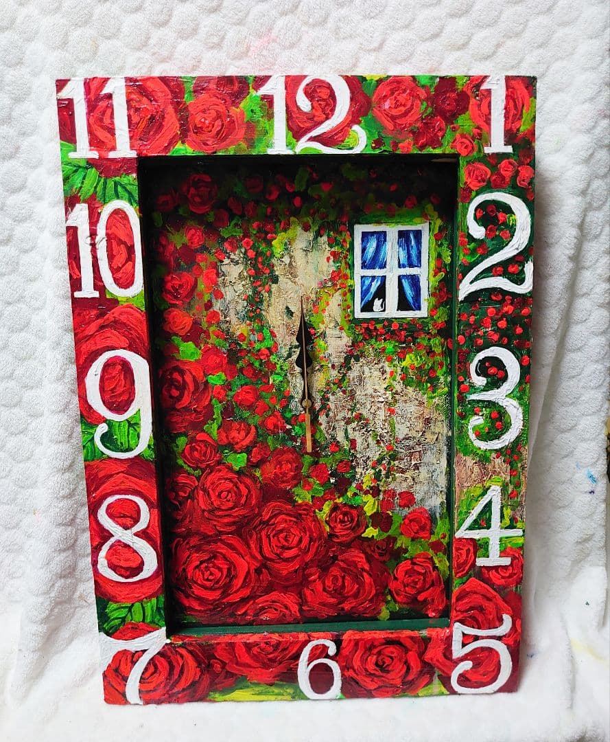 油絵 絵画 【薔薇時計】