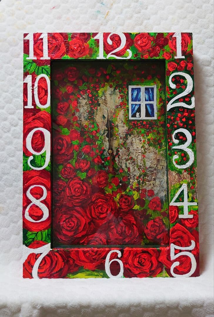 油絵 絵画 【薔薇時計】