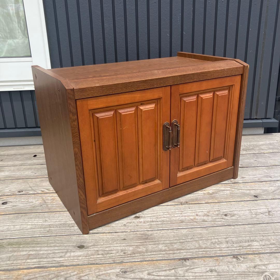 昭和レトロ 古家具 木製レコードラック テレビ台 キャビネット ウッドラック