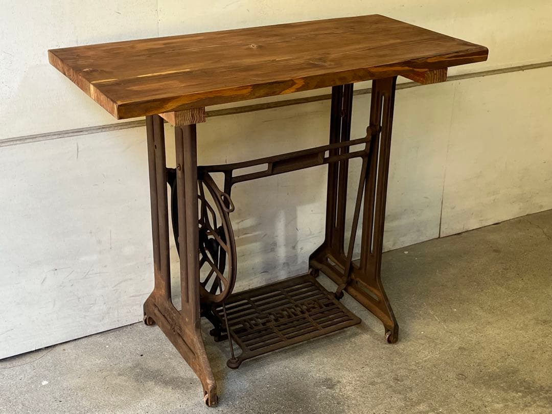 SINGER 鉄脚 厚板天板テーブル 作業台 シンガーミシン