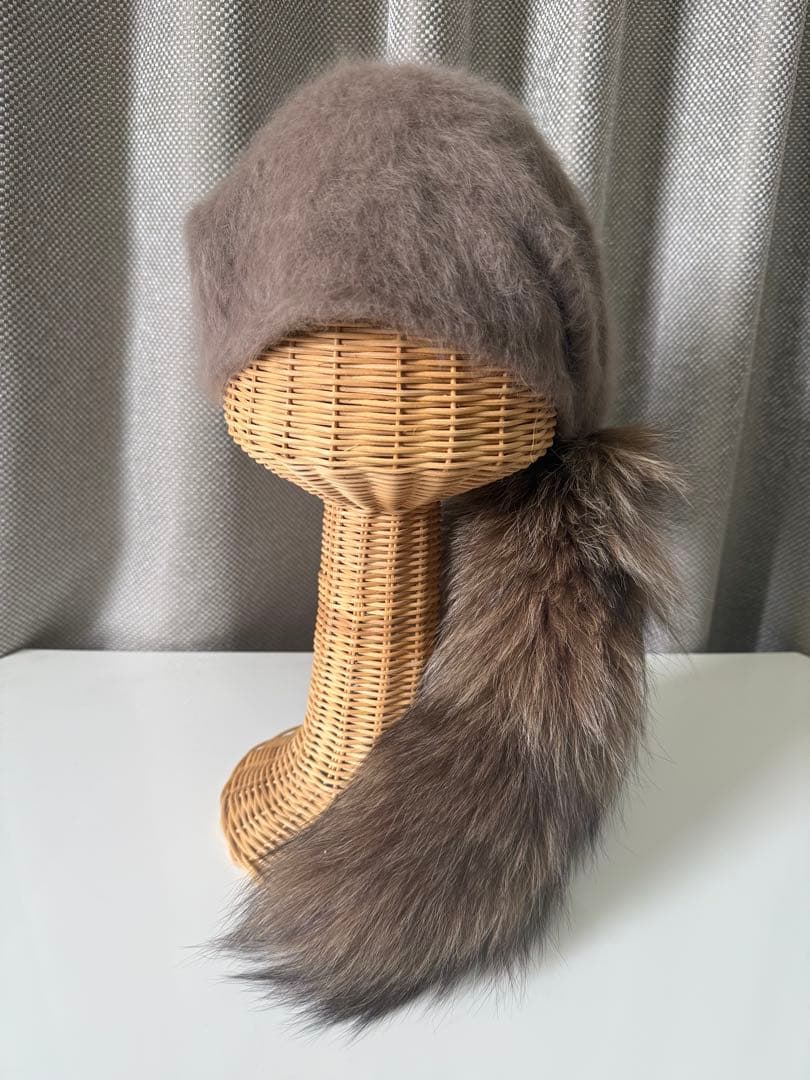 CA4LAもこもこシッポ付きのアンゴラニット帽子タグ付き