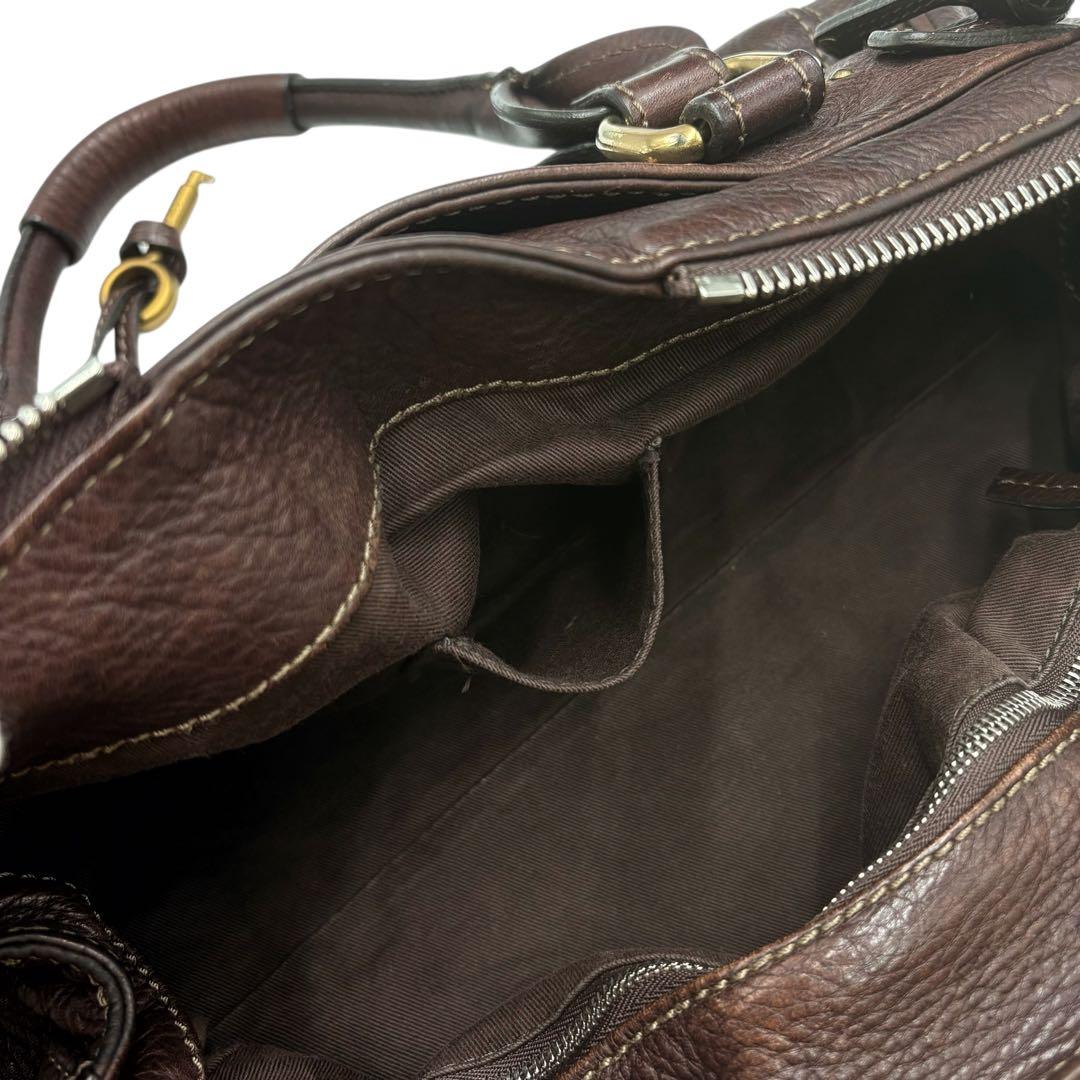 6205 美品 クロエ パディントン 南京錠 ハンドバッグ ミニボストン 焦げ茶