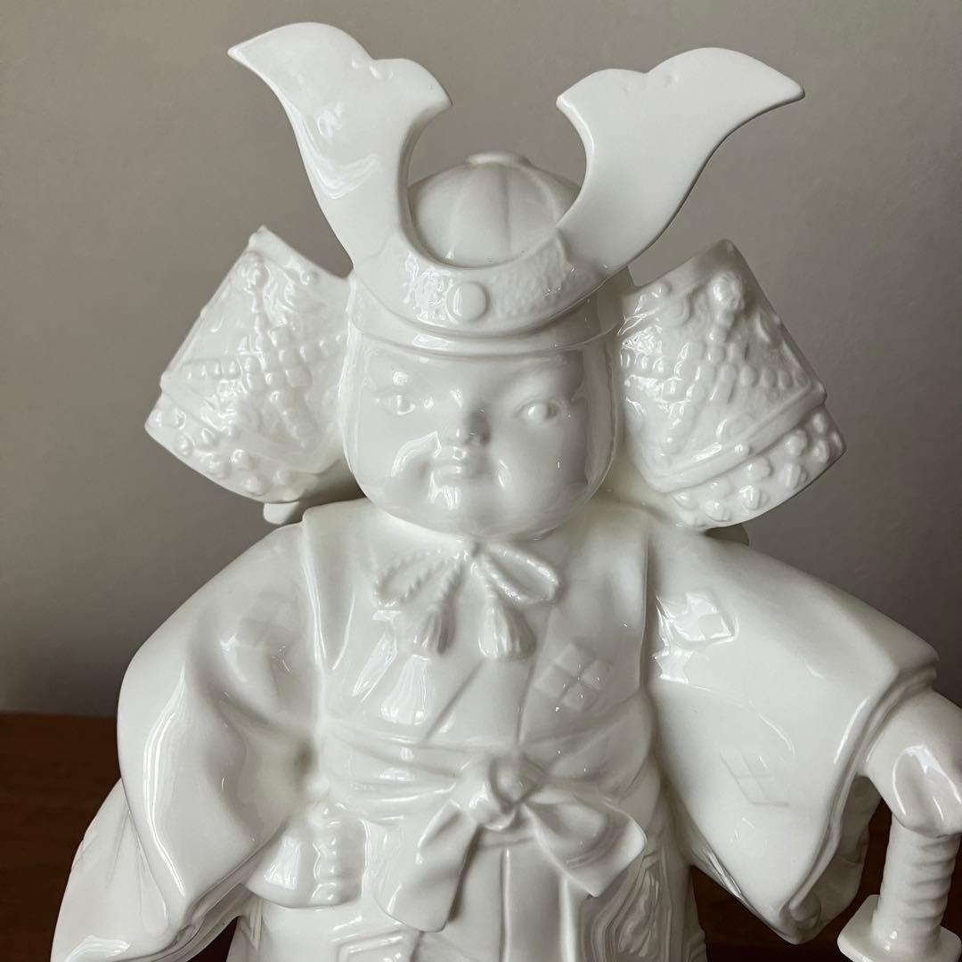 【美品】ノリタケ 武者人形 五月人形 白磁 兜 陶器 置物 箱付き