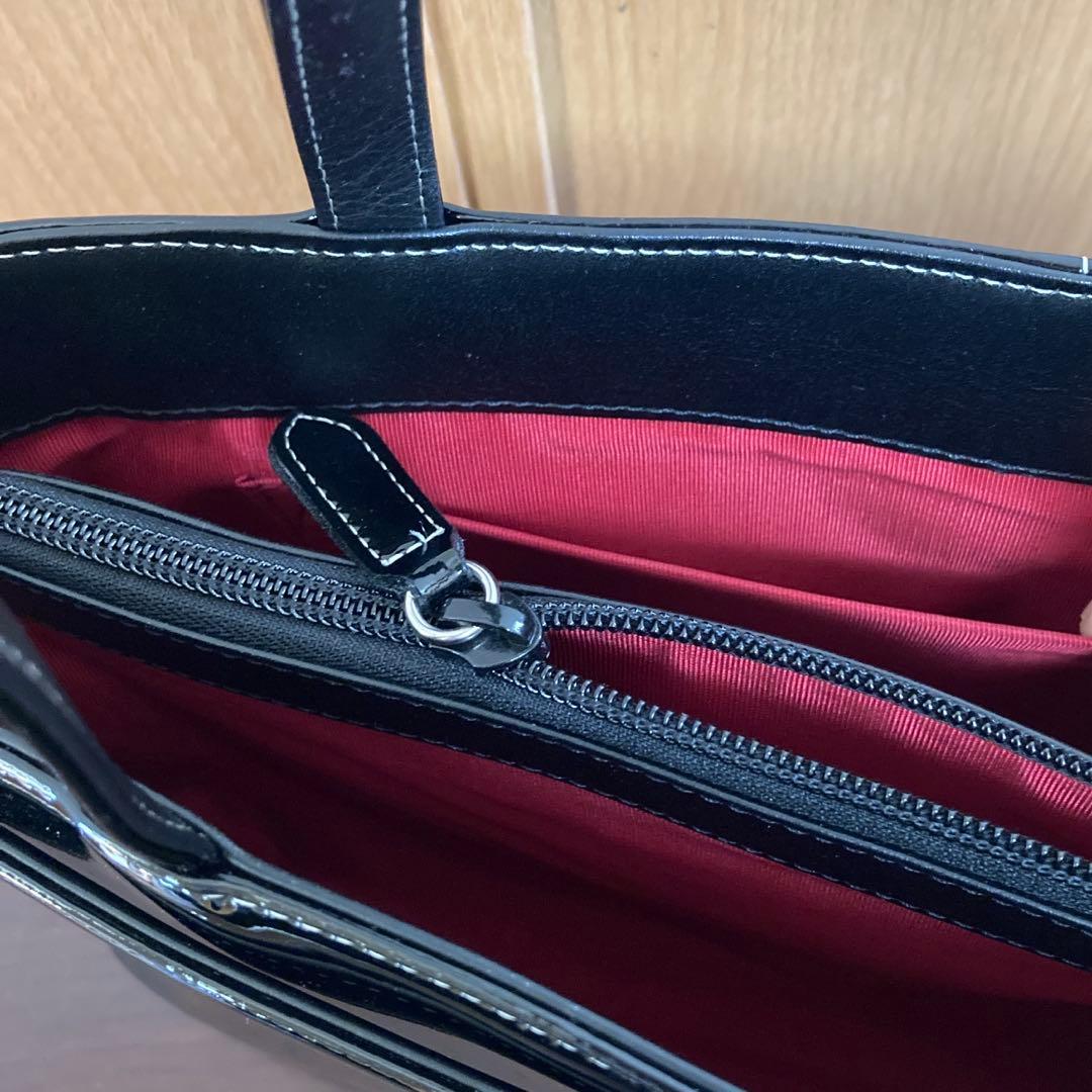 濱野皮革工藝　ハマノ HAMANO セレブミニ ショルダーバッグ　エナメル　黒