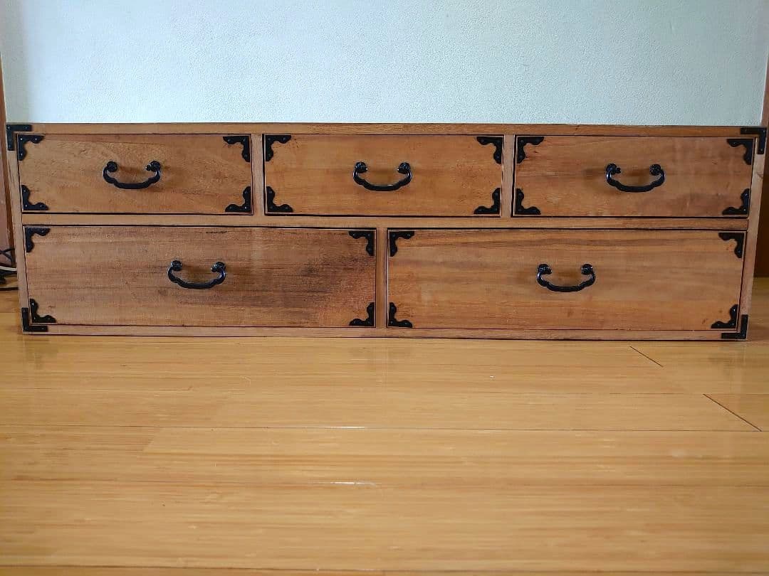 ヴィンテージ 桐箪笥2段 天然木 整理箪笥 引き戸 木製 和タンス 棚 チェスト