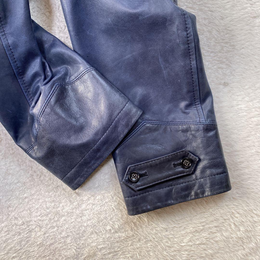 希少色・特大3L/ ダーバン ラムレザー ハンティングジャケット ダークブルー