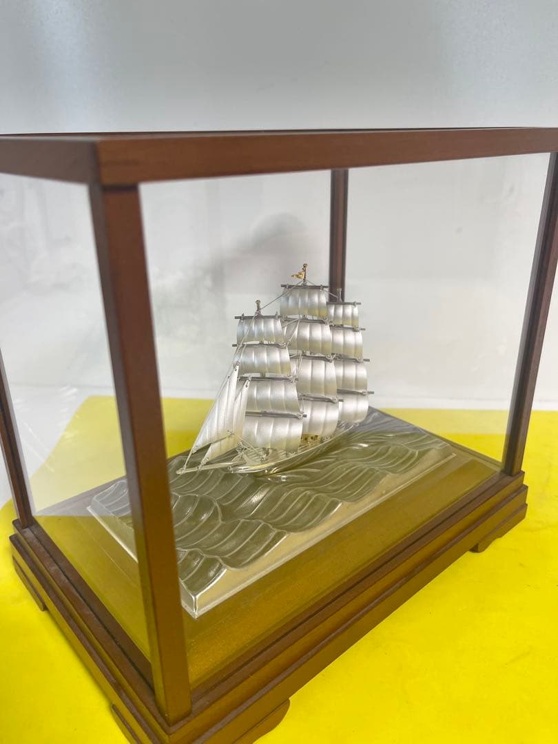 【希少】銀製 武比古シルバーSILVER 銀船 大型帆船 クリッパー 置き物