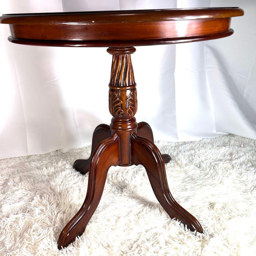 kuroshio コモテーブル　猫脚　ヨーロッパ風　高級　レザー調　丸テーブル