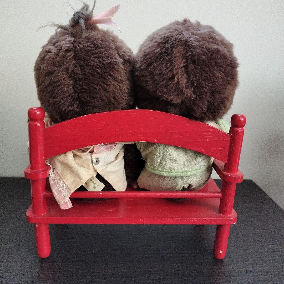ふたごのモンチッチ　セキグチ　ペア　monchhichi　レトロ　ベンチ