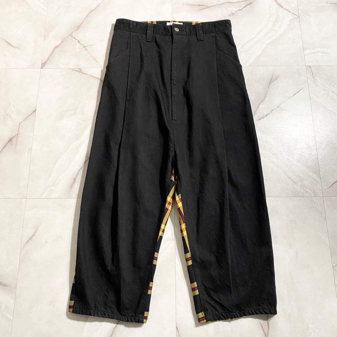 A18069 美品 キディル ドッキングボンテージサルエルパンツ 黒黄 46