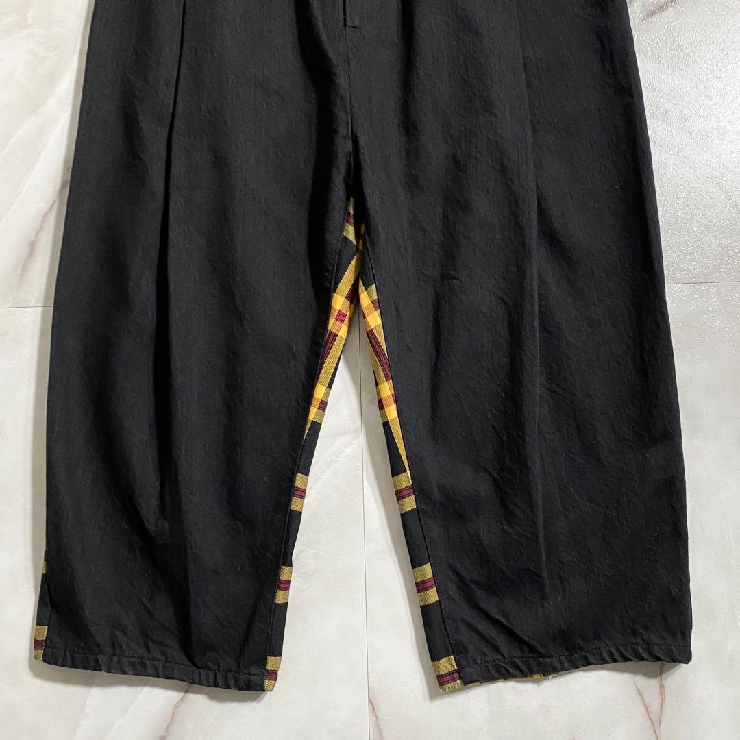 A18069 美品 キディル ドッキングボンテージサルエルパンツ 黒黄 46