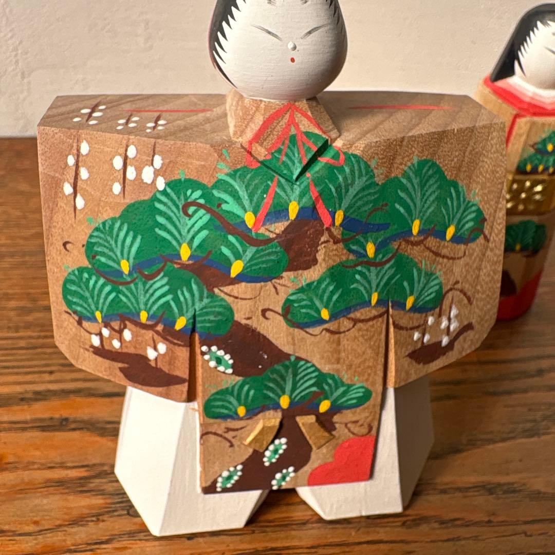 奈良一刀彫 木製 立ち雛 作家物 藤代光雄 創作雛 木彫り