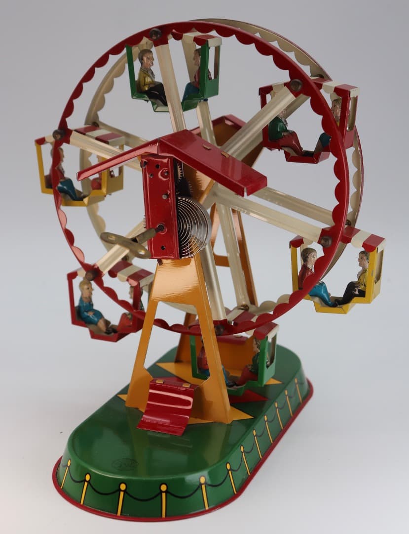 レアアイテム T＆W ドイツ製クロックワーク駆動、ブリキ製観覧車 約22cm